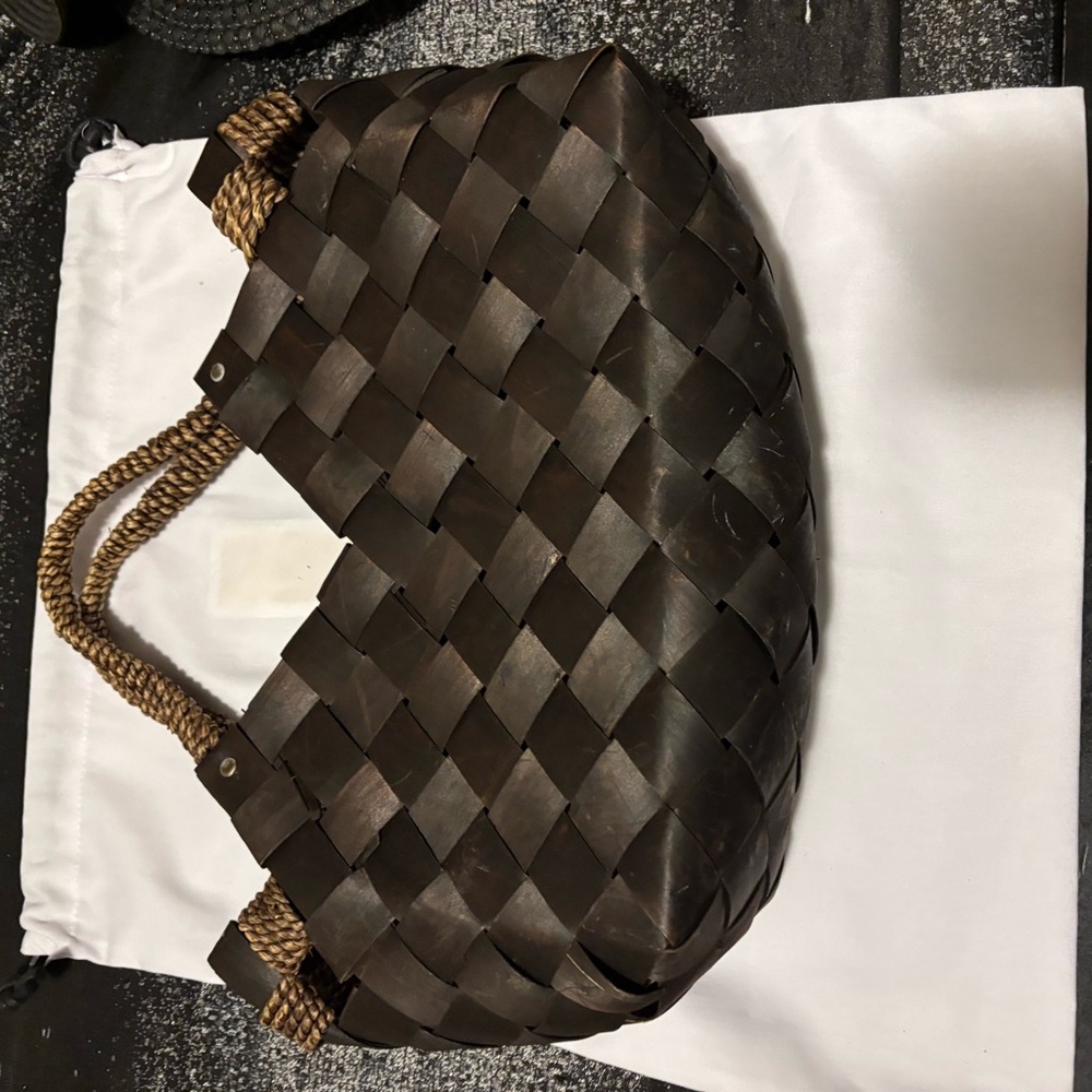 Elegant Brown Woven Tote Bag